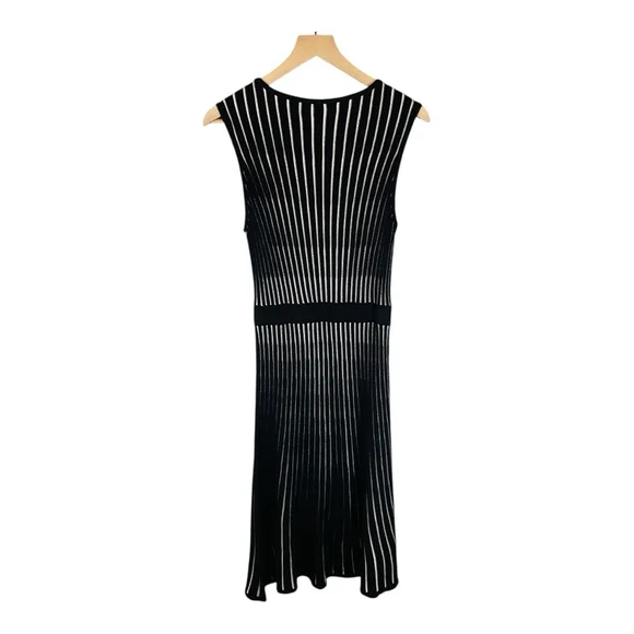 Calvin Klein Womens Midi Dress S Small Black & White Striped Pencil Professional - Picture 2 of 12